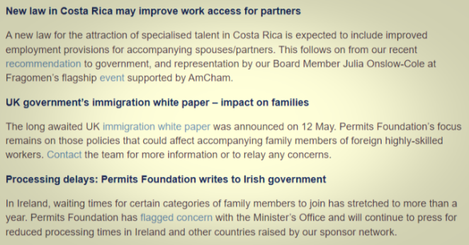 Permits Foundation has been extremely busy over the past few months working in countries around the world to improve spouse/partner work access and facilitate global mobility. We have several exciting updates to share.

Read our June headlines here: lnkd.in/erZkQCGS