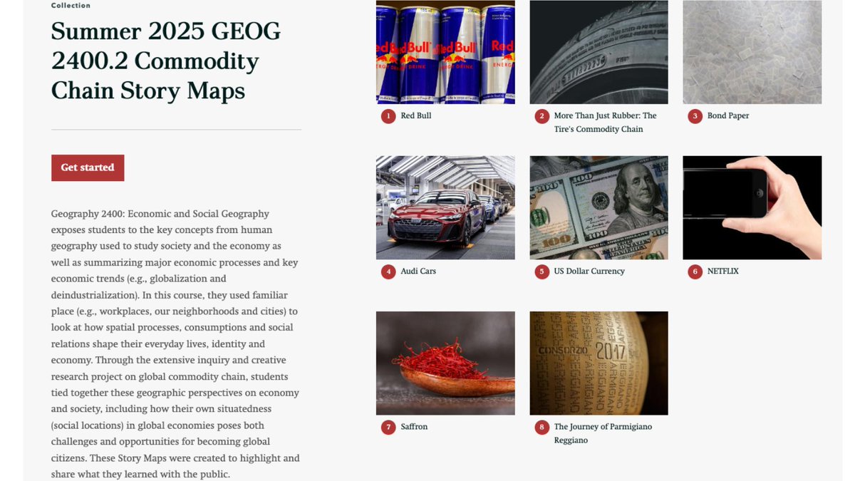 OSU Geography (@osugeography) on Twitter photo Check out these storymaps from students in the SU2025 version of GEOG 2400.02
Students trace the movement of key goods—such as coffee, electronics, or clothing—from production to consumption. The full collection of student StoryMaps can be viewed here: storymaps.arcgis.com/collections/10… Check out these storymaps from students in the SU2025 version of GEOG 2400.02
Students trace the movement of key goods—such as coffee, electronics, or clothing—from production to consumption. The full collection of student StoryMaps can be viewed here: storymaps.arcgis.com/collections/10…