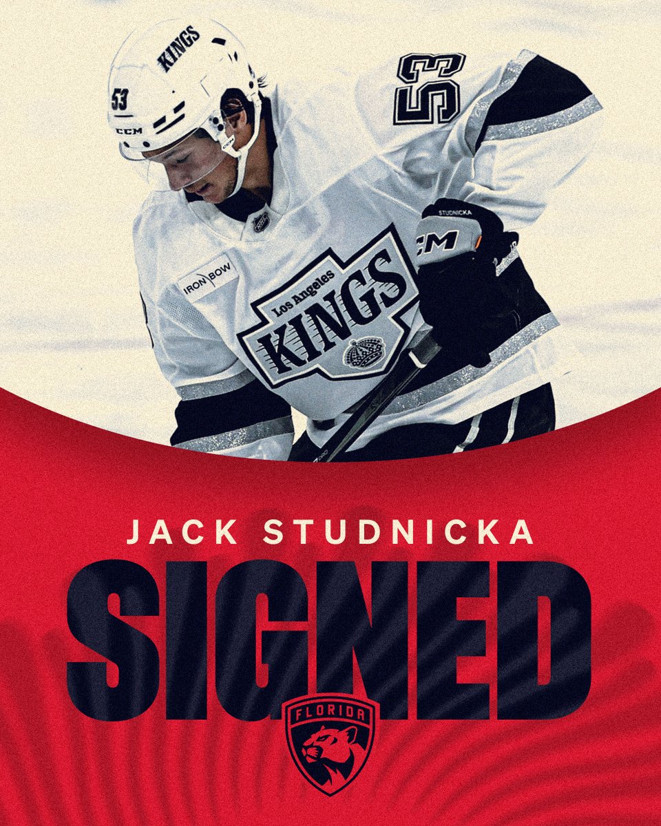 FlaPanthers's tweet image. We've agreed to terms with forward Jack Studnicka on a one-year, two-way contract.

📝 » flapanthers.co/studnicka7-2-25