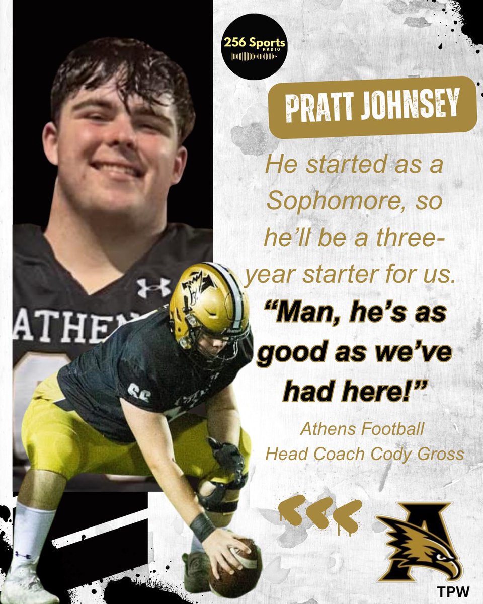 HC Cody Gross on Senior Offensive Lineman <a href="/PrattJohnsey/">Pratt Johnsey</a>!! #TPW 🦅