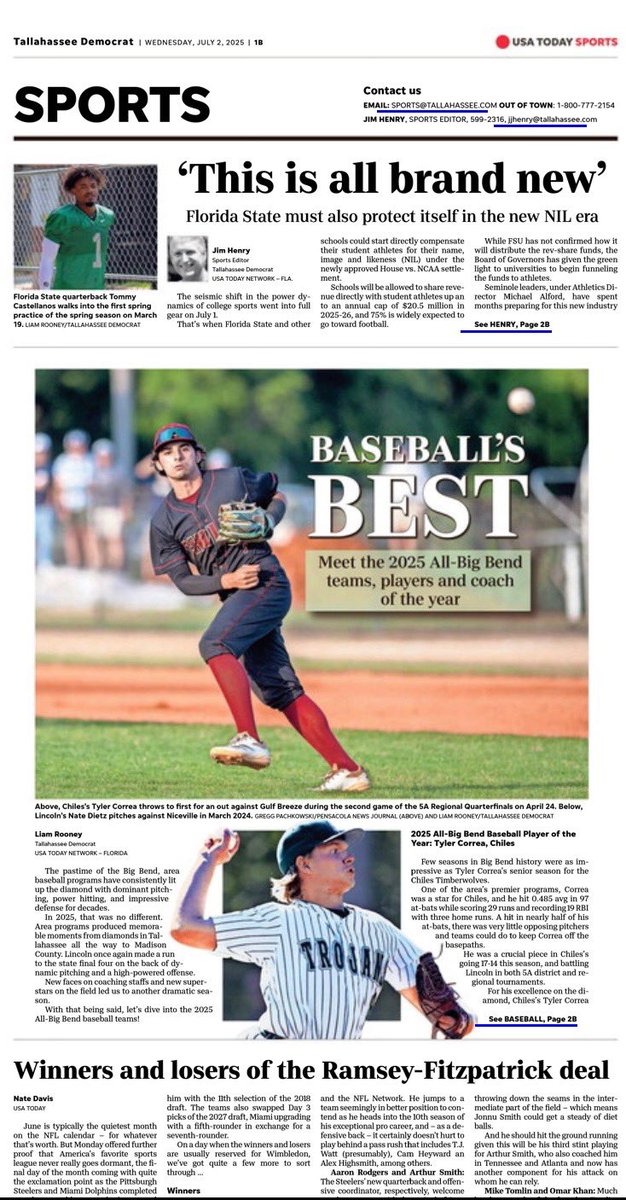 North Florida Baseball (@northfloridaba2) on Twitter photo Tyler Correa is the 2025 Big Bend Player of the Year!
Nate Dietz is the 2025 Big Bend pitcher of the year! <a href="/tyler_correa13/">Tyler Correa</a> <a href="/NateDietz2025/">Nate Dietz</a> <a href="/R_Hix22/">Rush Hixon</a> <a href="/sterlingpell5/">Sterling Pell</a> <a href="/AcesNational/">USA Prime/Aces National</a> <a href="/BigBendBall/">Big Bend Baseball</a> <a href="/BigBendSports/">Big Bend Sports</a> <a href="/ChilesBaseball/">Chiles Baseball</a> <a href="/ChipolaBaseball/">Chipola Baseball</a> Tyler Correa is the 2025 Big Bend Player of the Year!
Nate Dietz is the 2025 Big Bend pitcher of the year! <a href="/tyler_correa13/">Tyler Correa</a> <a href="/NateDietz2025/">Nate Dietz</a> <a href="/R_Hix22/">Rush Hixon</a> <a href="/sterlingpell5/">Sterling Pell</a> <a href="/AcesNational/">USA Prime/Aces National</a> <a href="/BigBendBall/">Big Bend Baseball</a> <a href="/BigBendSports/">Big Bend Sports</a> <a href="/ChilesBaseball/">Chiles Baseball</a> <a href="/ChipolaBaseball/">Chipola Baseball</a>