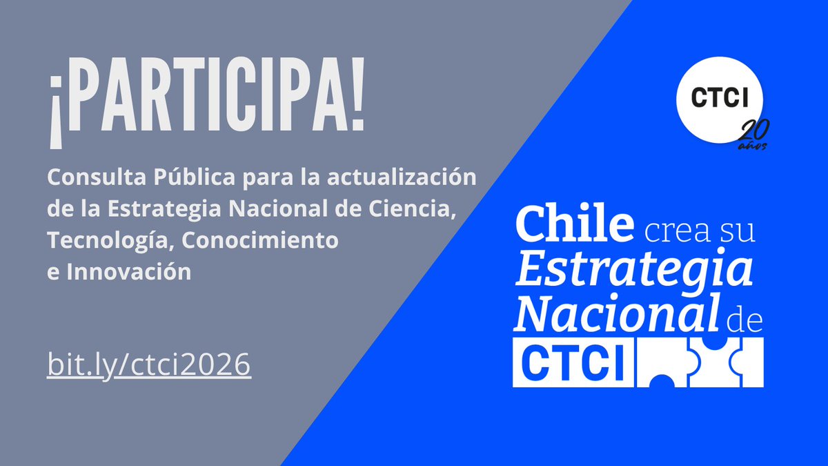 📢 Ya está abierta la #ConsultaPública para actualizar la Estrategia Nacional de Ciencia, Tecnología, Conocimiento e Innovación 2026✨
💡¿Tienes ideas o propuestas sobre el rumbo que debería tomar el país en estas áreas?
📝Ingresa aquí y súmate 👉bit.ly/ctci2026