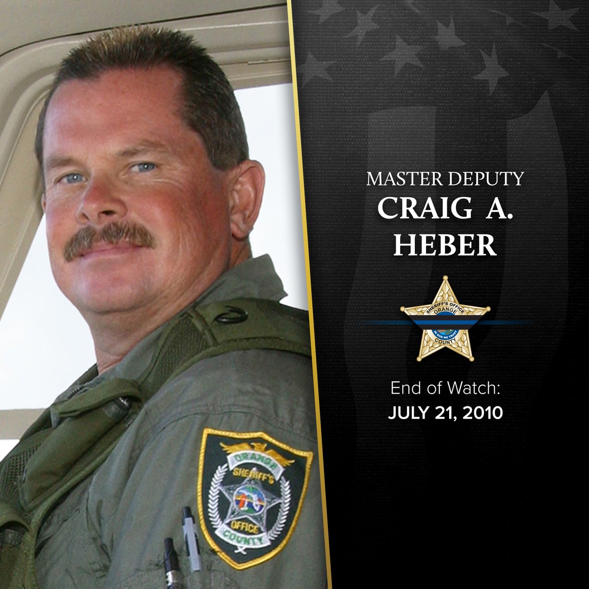 OrangeCoSheriff's tweet image. TODAY, WE REMEMBER: Fifteen years ago today, we lost Master Deputy Craig Heber. On July 21, 2010, Deputy Heber suffered a fatal heart attack after a strenuous and stressful day.
While working off-duty, he responded to an alarm call. The homeowner was out of town when a pipe…