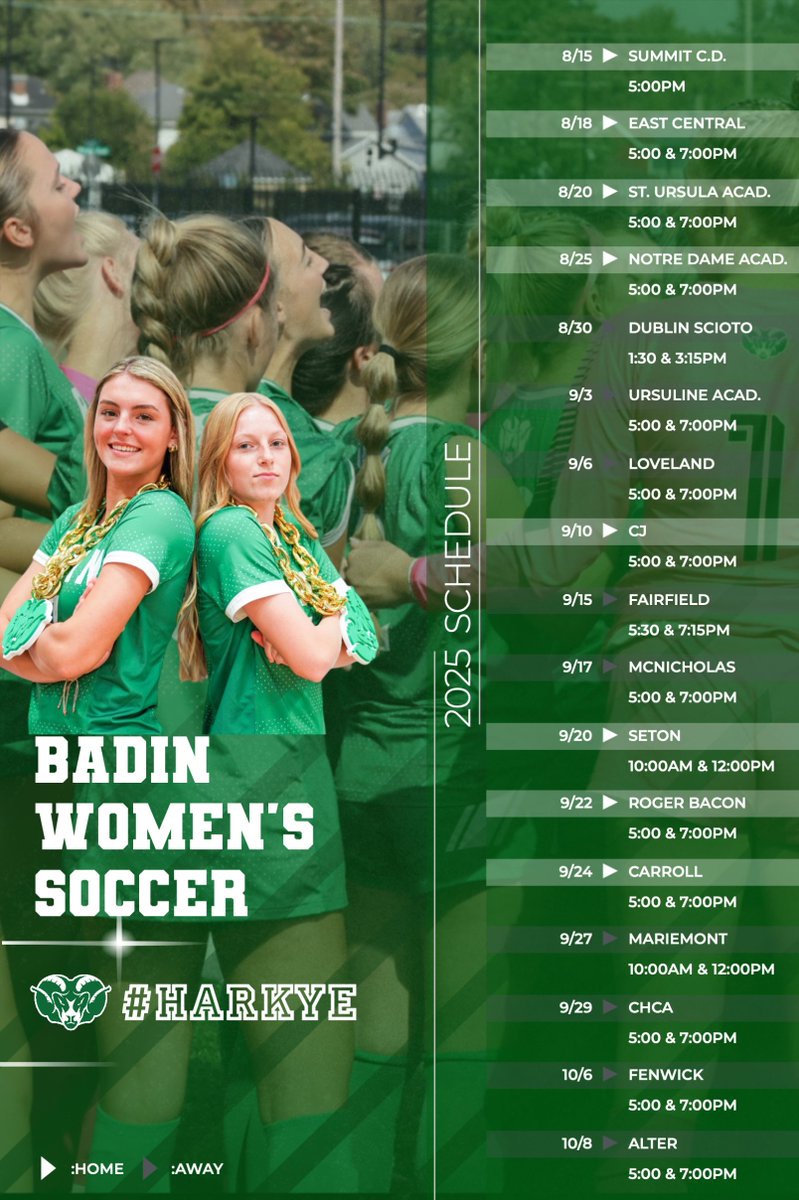 Stephen T. Badin High School Athletics (@ramssports) on Twitter photo 2025 <a href="/BadinGSoccer/">Badin Womenβs Soccer</a> Schedule!
#HarkYe π 2025 <a href="/BadinGSoccer/">Badin Womenβs Soccer</a> Schedule!
#HarkYe π