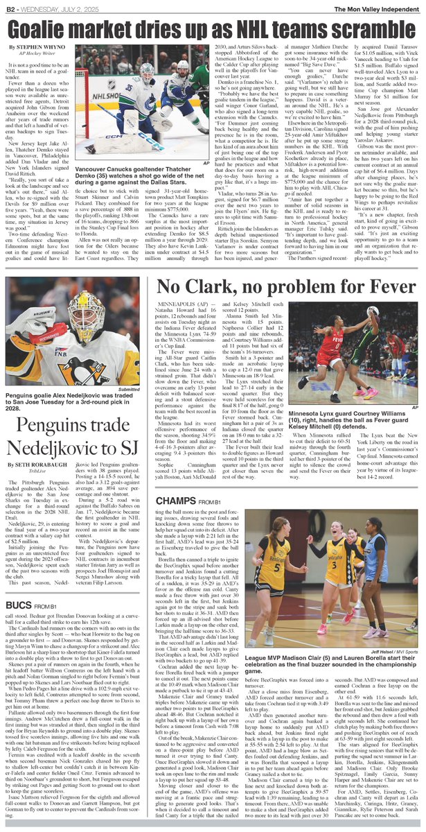 SteelCity_SBL's tweet photo. 🗞️ Check out Wednesday’s Mon Valley Independent for Steel City Summer Basketball League Championship Game coverage and more local sports!
Read the full sports section: https://t.co/CqzUOAo18y
#MonValley #SteelCitySummerBasketballLeague #SCSBL #Championship 🏀 @MVI_sports @JEFFDHELSEL