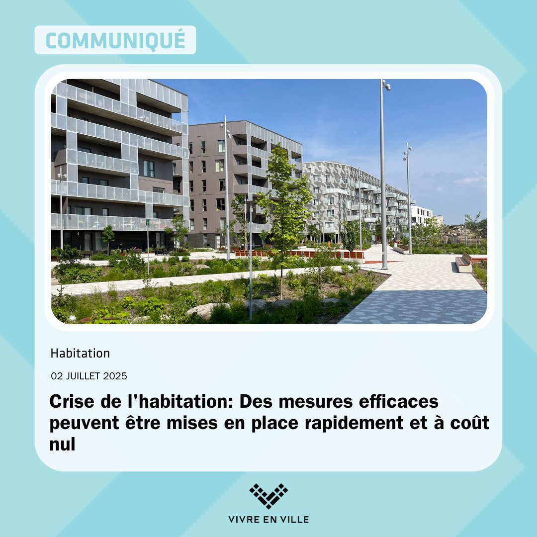 Nous proposons aujourd’hui 5 mesures qui peuvent être rapidement mises en place par le gouvernement du Québec, et ce, à coût nul, pour lutter contre l'inflation en habitation. 

Communiqué 👇
vivreenville.org/nos-positions/…