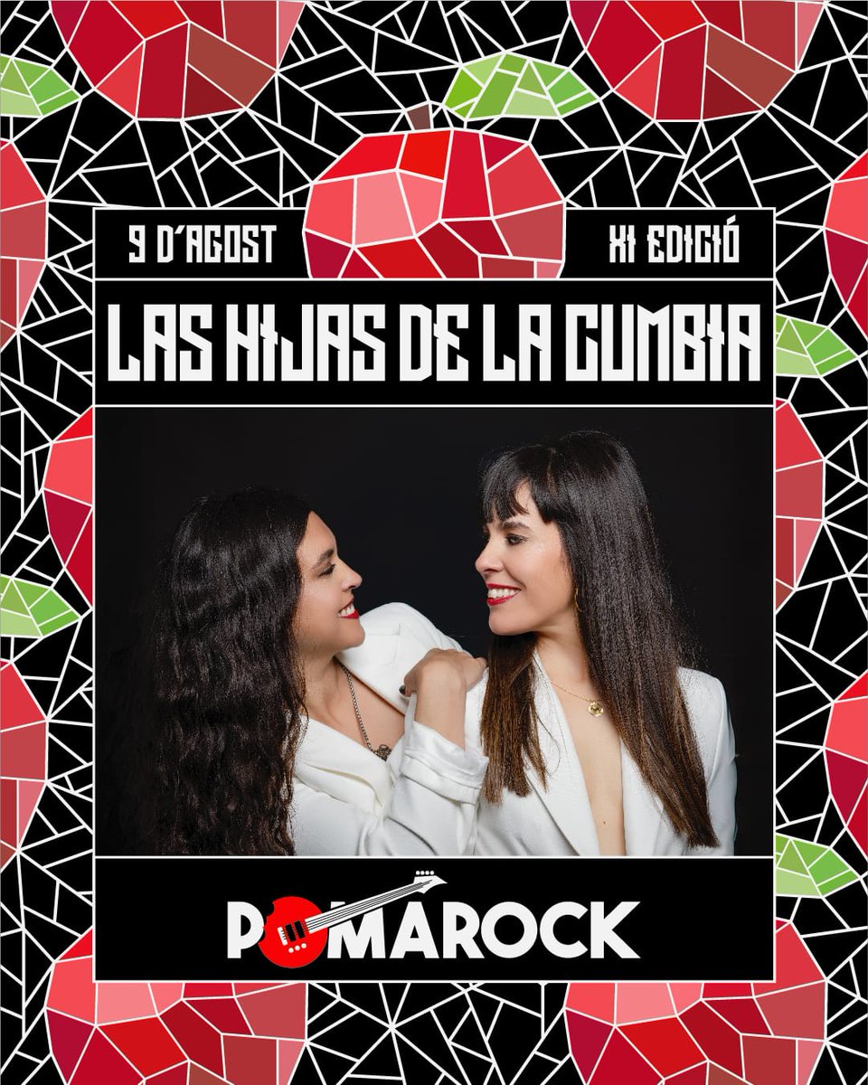 🎸LAS HIJAS DE LA CUMBIA 🍎

Las Hijas de la Cumbia estaran al Pomarock XI amenitzant gratuïtament l'ambient a la plaça del poble; vingueu i doneu-los amor! ❤️

Vos esperem a tots el pròxim 9 d'agost a Agres! 😍🫰🏼