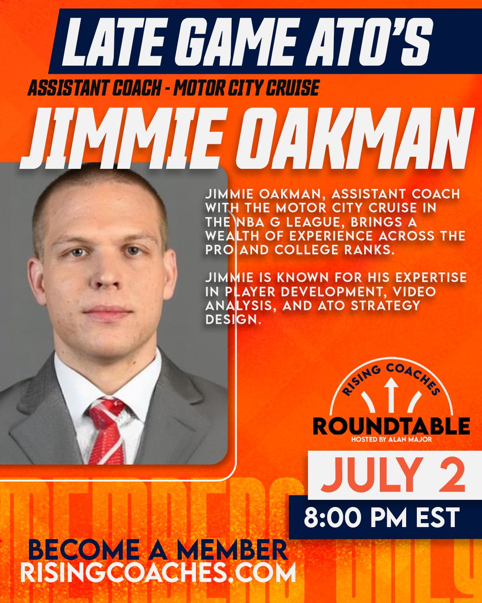 Rising Coaches (@risingcoaches) on Twitter photo 🏀 Upgrade Your Playbook
Join us tonight with Motor City Cruise Assistant Coach <a href="/JimmieOakman/">Jimmie Oakman</a>. Jimmie is going to share some of his favorite late game after-timeout plays and take your questions!
Not a member? Tap here: hubs.li/Q03v9SC30 🏀 Upgrade Your Playbook
Join us tonight with Motor City Cruise Assistant Coach <a href="/JimmieOakman/">Jimmie Oakman</a>. Jimmie is going to share some of his favorite late game after-timeout plays and take your questions!
Not a member? Tap here: hubs.li/Q03v9SC30
