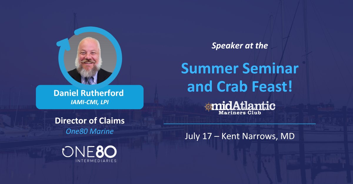 Next week, Daniel Rutherford, One80 Marine, will be speaking at the Mid Atlantic Mariners Club Summer Seminar and Crab Fest on damage estimating and repair challenges in the age of high-tech composite construction. 

Learn more: shorturl.at/8fPRD