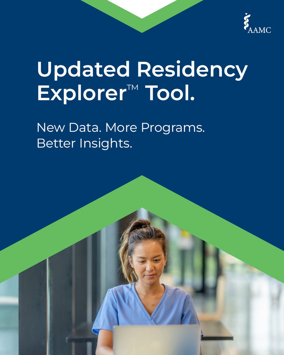 AAMCtoday's tweet photo. Find the right environment for students to grow with the Residency Explorer™ tool. Explore programs using verified data for FREE. Learn more: https://t.co/0xP86MtEZ3 #ResidencyExplorer #MedicalResidency https://t.co/1kRRCz5RkJ