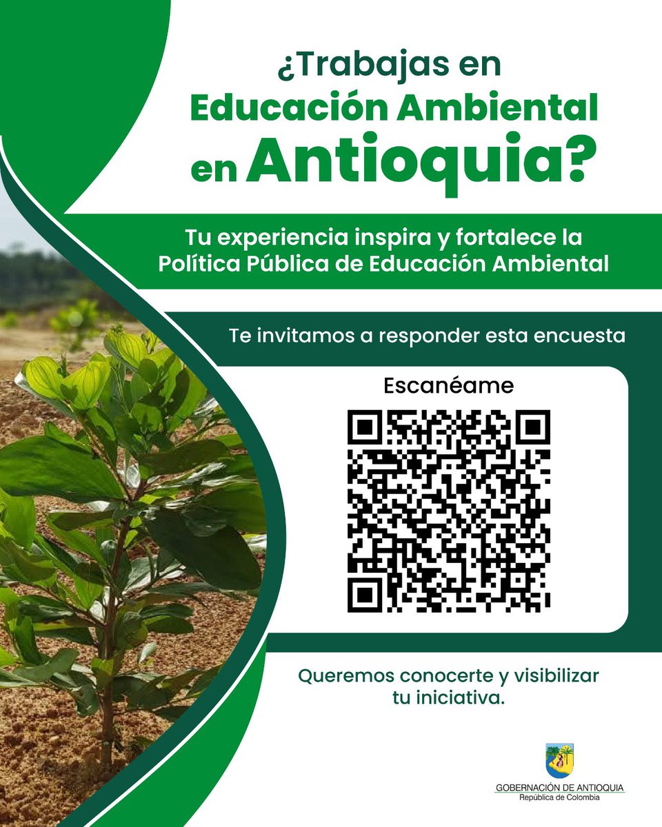 Articulados con El CIDEA Antioquia estamos haciendo seguimiento a la Política Pública de Educación Ambiental 🌳🍃.
Visibilizamos y conectamos iniciativas territoriales. Si tú o alguien que conoces trabaja en educación ambiental, responde esta encuesta y compártela.