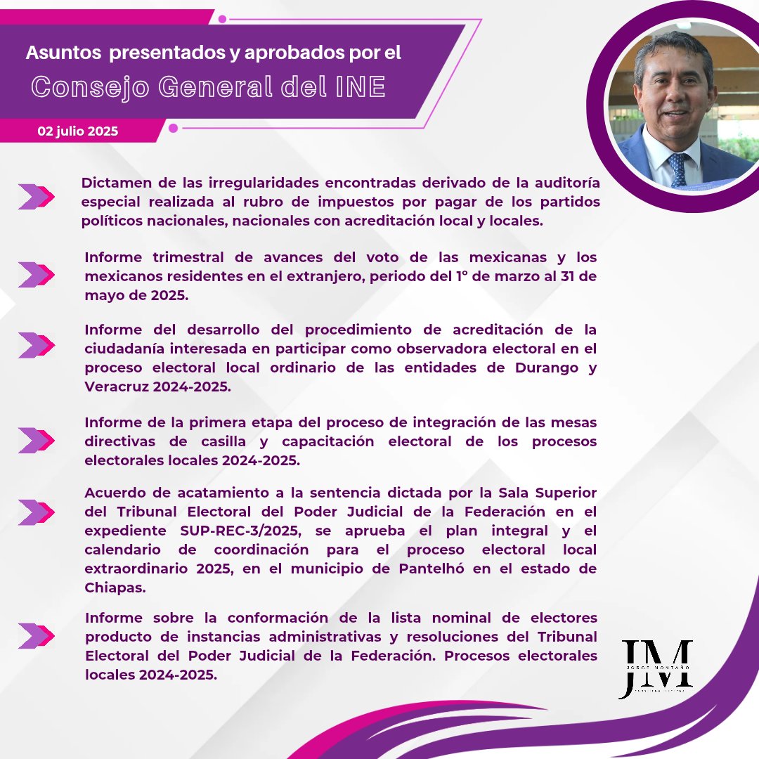 Comparto los asuntos que el Consejo General del <a href="/INEMexico/">@INEMexico</a> aprobó en su sesión extraordinaria. 

Conócelos aquí 🔽

#VivamosLaDemocracia