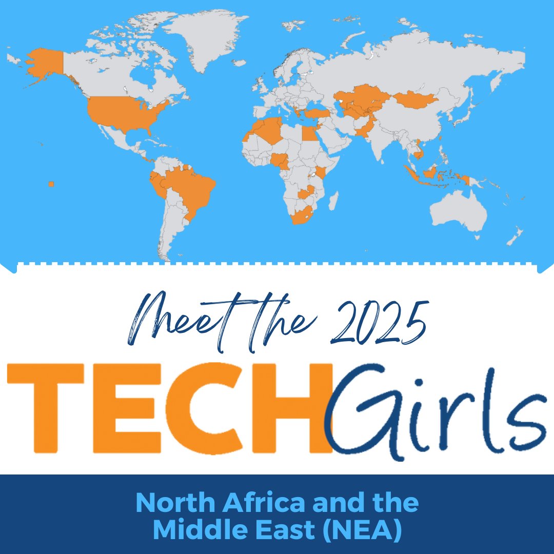 TechGirls's tweet image. Today we are introducing the #TechGirls from the Middle East and North Africa! This year, the program is welcoming 18 young women from Algeria, Egypt, Jordan, Lebanon, Morocco, and Tunisia. 2/2

#TechGirlsGlobal #TechGirls2025 @ECAatState