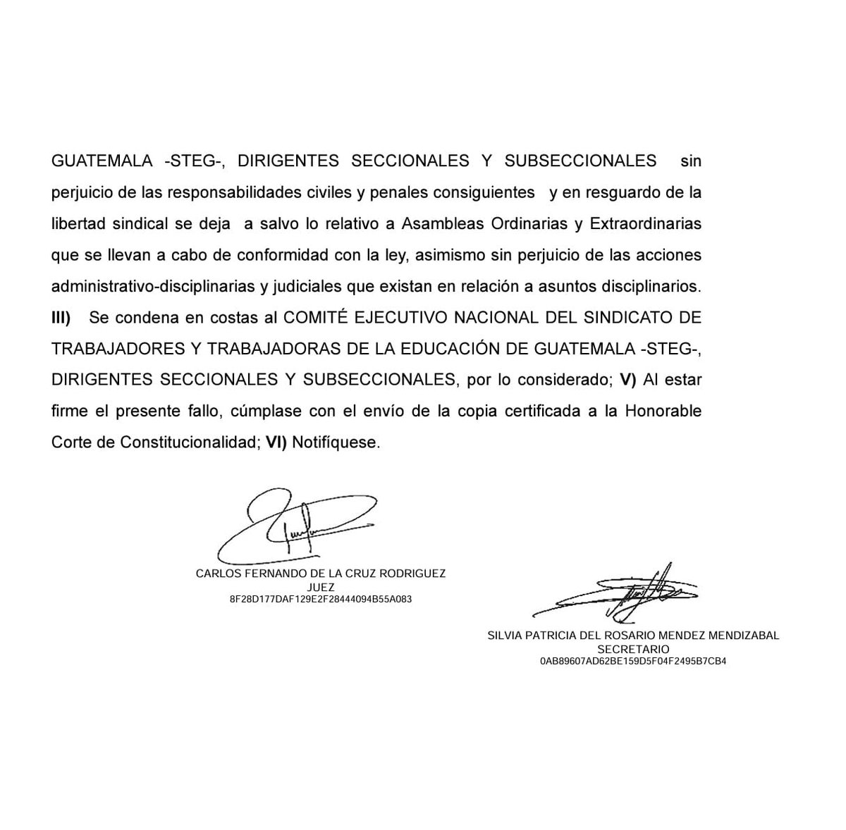 Leslie Sánchez (@lsanchez_gtv) on Twitter photo El <a href="/MPguatemala/">MP de Guatemala</a> ya fue notificado de la resolución que obliga al STEG a levantar la asamblea permanente. La fiscalía de asuntos administrativos tiene el caso y se encuentra recopilando informes para determinar si existe el delito de desobediencia.
<a href="/Guatevision_tv/">Guatevisión</a> <a href="/prensa_libre/">Prensa Libre</a> El <a href="/MPguatemala/">MP de Guatemala</a> ya fue notificado de la resolución que obliga al STEG a levantar la asamblea permanente. La fiscalía de asuntos administrativos tiene el caso y se encuentra recopilando informes para determinar si existe el delito de desobediencia.
<a href="/Guatevision_tv/">Guatevisión</a> <a href="/prensa_libre/">Prensa Libre</a>