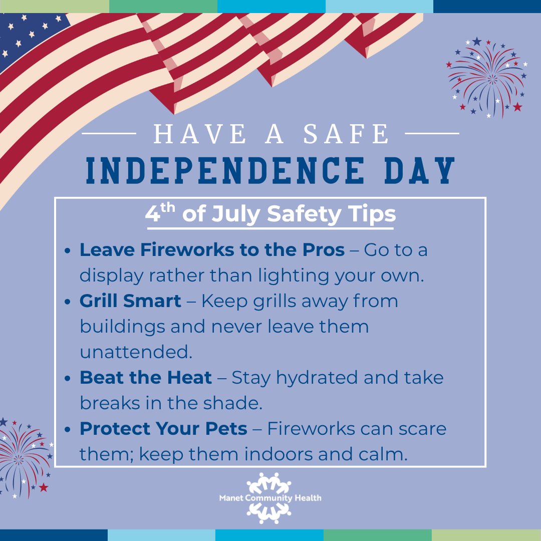 Celebrating Independence Day means fireworks, BBQs, and family fun, but don’t forget to put safety first. Keep these tips in mind to ensure you celebrate July 4th safely!
#FourthOfJuly  #July4thSafety