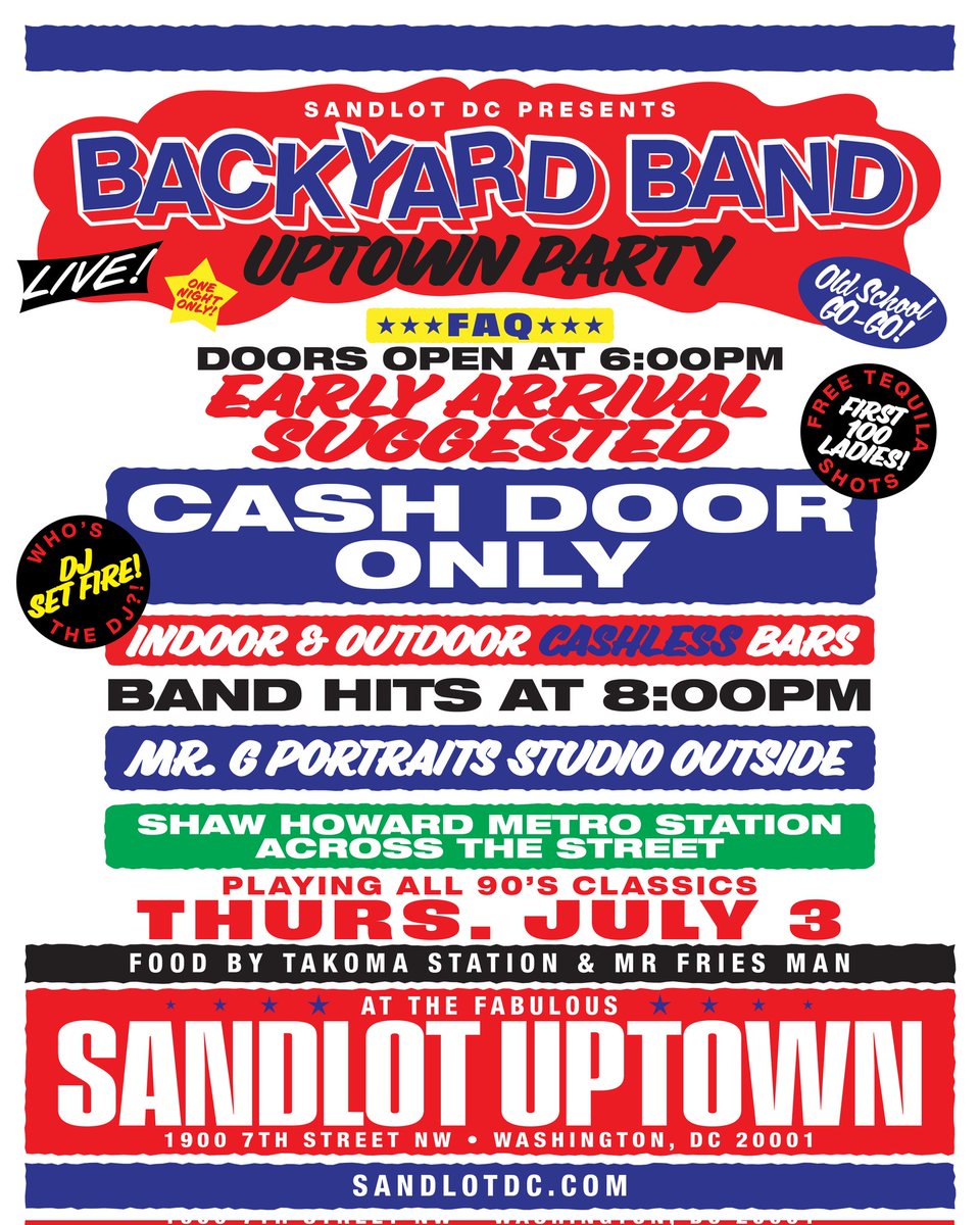 shawmainstreets's tweet photo. Come celebrate @shawdc's newest spot: #SandlotUptown, 1900 7th Street, NW (former CVS). Live music indoors, food trucks outdoors. Thursday, 07/03/25, 6-10 PM. #FuninShaw #LoveShaw #ShawDC https://t.co/qSUbbJCeZK