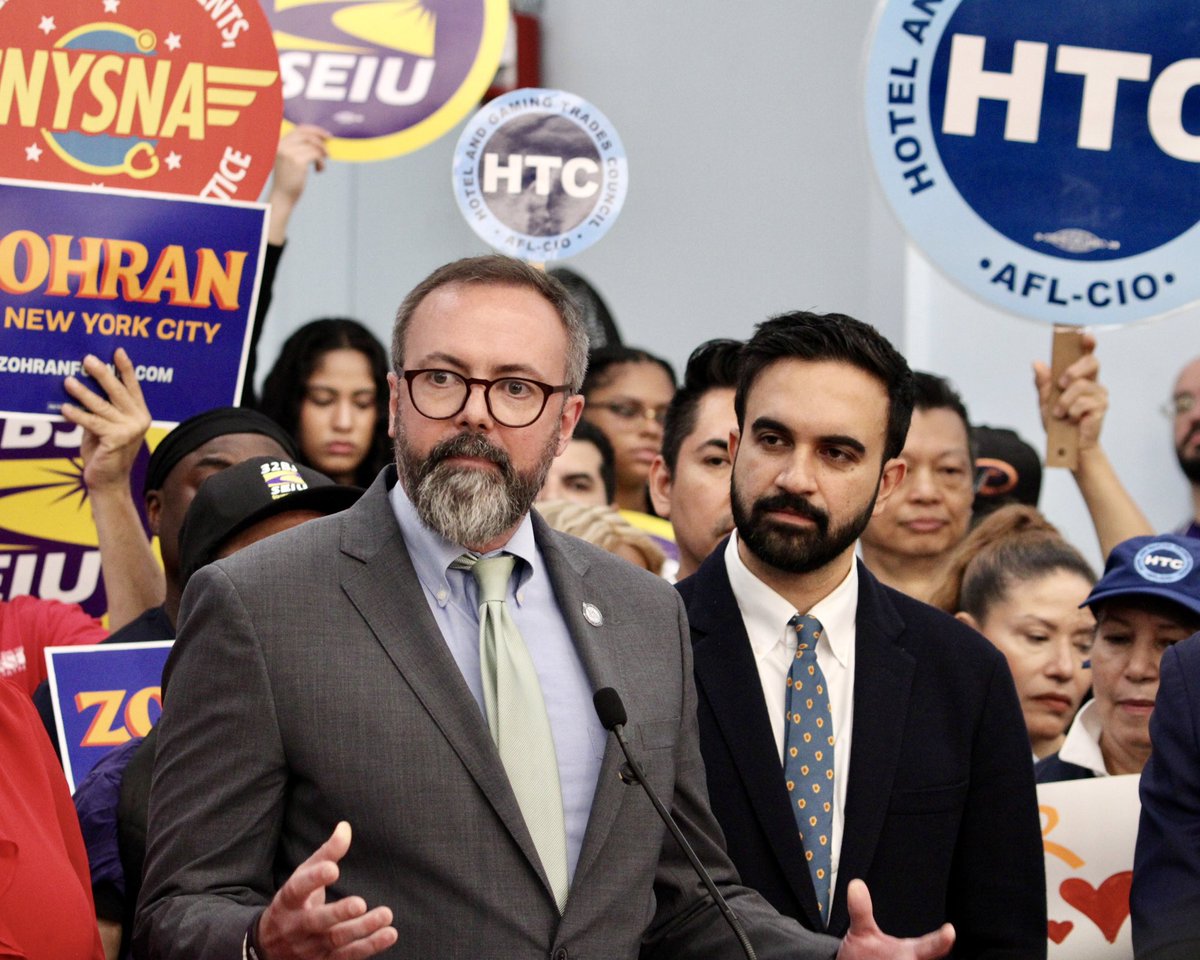 NYC CLC, AFL-CIO (@centrallabornyc) on Twitter photo Today we joined <a href="/nynurses/">NYSNA</a>, <a href="/32BJSEIU/">32BJ SEIU /// #BuildingJustice 🧹✊🏽</a>, and <a href="/NYHTC/">Hotel and Gaming Trades Council</a> to rally in support of <a href="/ZohranKMamdani/">Zohran Kwame Mamdani</a> for Mayor of NYC.
NY is a union town and we are proud to stand in solidarity with Labor’s candidate. Today we joined <a href="/nynurses/">NYSNA</a>, <a href="/32BJSEIU/">32BJ SEIU /// #BuildingJustice 🧹✊🏽</a>, and <a href="/NYHTC/">Hotel and Gaming Trades Council</a> to rally in support of <a href="/ZohranKMamdani/">Zohran Kwame Mamdani</a> for Mayor of NYC.
NY is a union town and we are proud to stand in solidarity with Labor’s candidate.