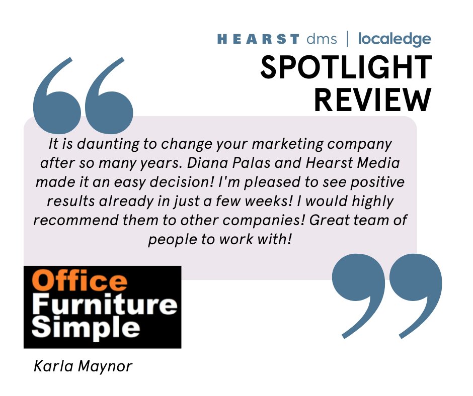 LocalEdge's tweet image. Thank you, Robert and Karla, for your outstanding feedback! It’s genuinely uplifting to hear about the impact Diana Palas and the Hearst Media team have had on your businesses. We’re honored to be a part of your growth journey, and thank you for the opportunity to work with you!