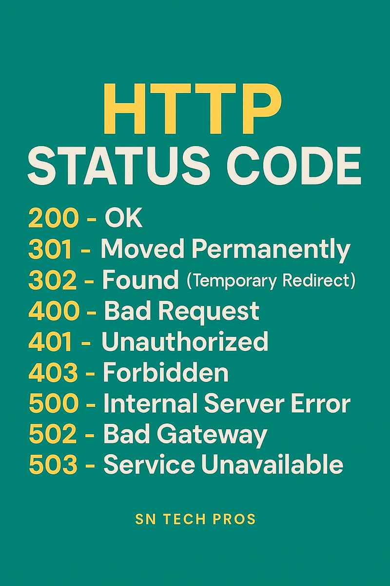 SNTechpros's tweet photo. Which of these http status codes do you encounter the most?
#SNTech #WebDesign https://t.co/xf5Ekhetev
Build your website with us https://t.co/C8YHI8nS0x