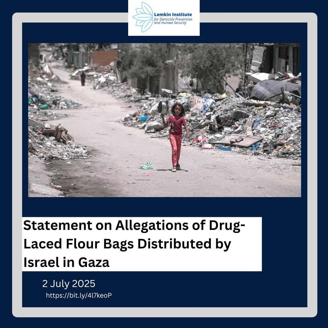 LemkinInstitute's tweet image. The Lemkin Institute for Genocide Prevention and Human Security is deeply horrified by reports that flour bags distributed to Palestinians under the joint Israeli-American “Gaza Humanitarian Foundation” (GHF) have allegedly been laced with narcotic substances.
The Lemkin…