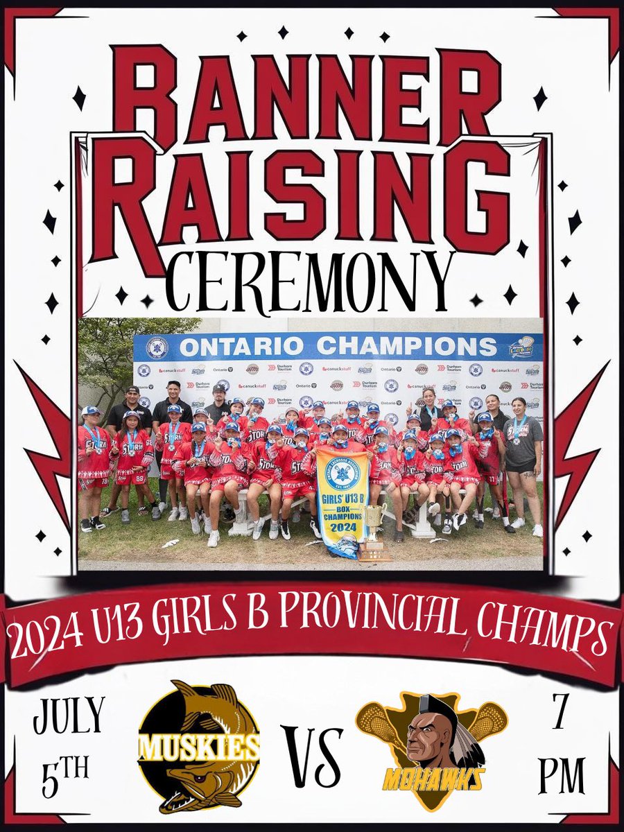 Come out and help us honour and congratulate the Akwesasne Storm U13 girls as they hang their banner at our next home game this Saturday night