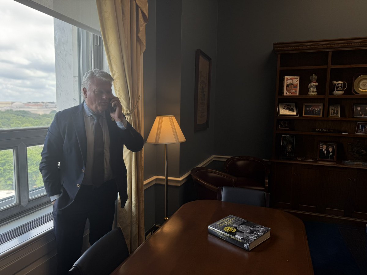 RepCollinsPress's tweet image. Behind the scenes with the Boss spending his birthday talking about the importance of passing the One Big, Beautiful Bill.