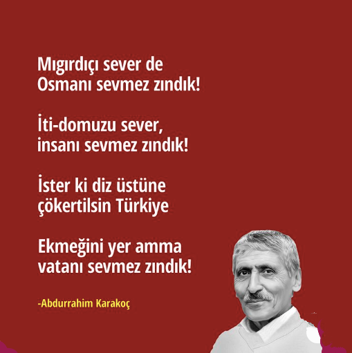 Adı üstüne ZINDIK...
İngiliz sever,Alman sever,Fransız sever,Sionist sever de Ülkesini sevmez ZINDIK...

------
Orkun / Fahrettin Altun / #izmiryanıyor / HadisOku SünnetleYaşa / Dilek İmamoğlu / Muhammed Yakut