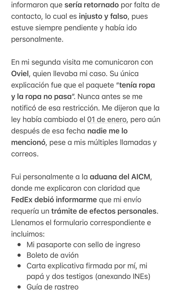 MonseParra_'s tweet photo. 📣 ‼️‼️MI PAQUETE LLEVA MÁS DE 5 MESES RETENIDO POR FALTA DE INFORMACIÓN Y NEGLIGENCIA DE FEDEX.

@FedEx @AduanasMx @Profeco: Estoy exigiendo respuestas. Lo que necesito es simple: una solución justa y pronta.

#FedExMéxico #Profeco #MiPaqueteEnAbandono #negligencia https://t.co/581dxkZRlH