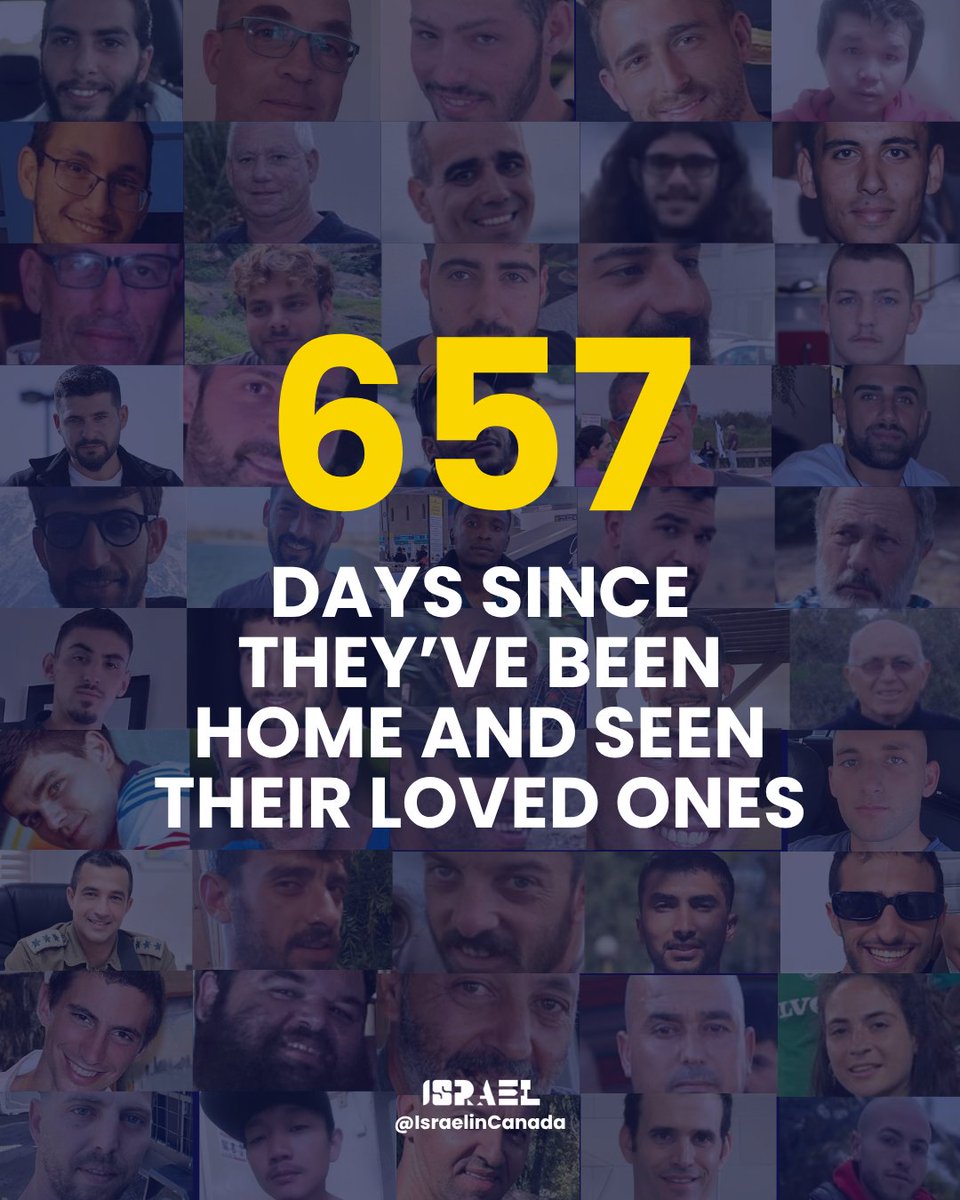 IsraelinCanada's tweet image. 657 days. That's how long 50 men and women have been held hostage by Hamas.
Since they were home with their loved ones.
We will never stop fighting for each and every one of our brothers and sisters. 🎗️
