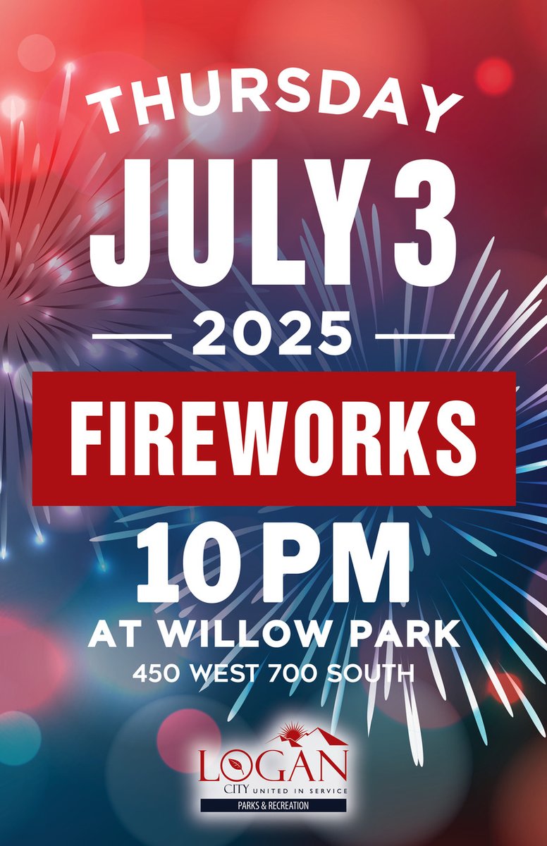 #loganutah #WeAreParksAndRec #FREE #fireworksshow #willowpark