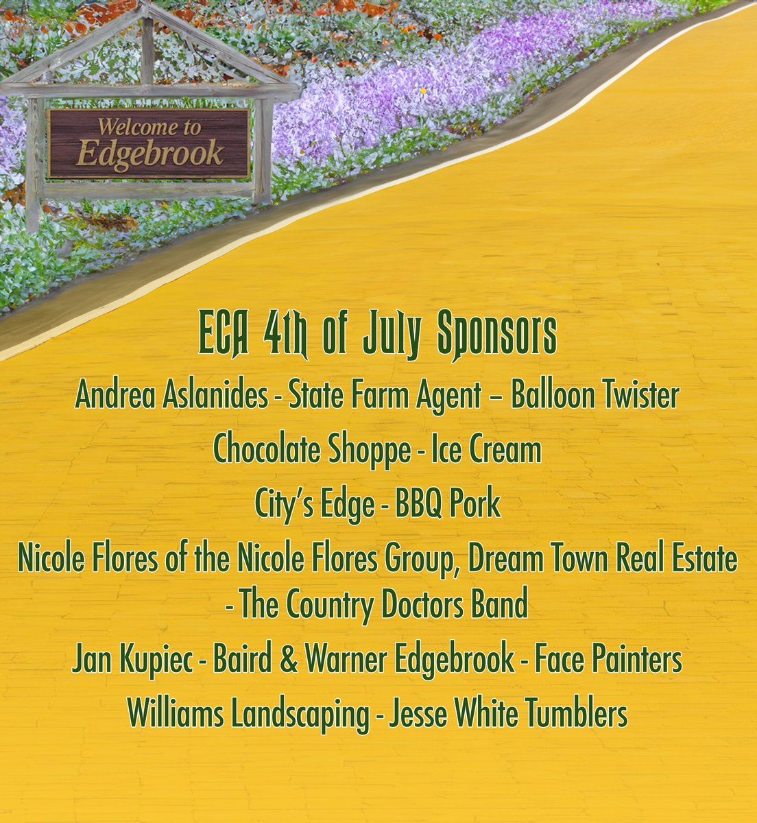 EdgebrookAssoc's tweet image. A Huge Thank You to Our Incredible ECA 4th of July Sponsors and Donors! We're just two days away from our annual ECA 4th of July Parade and Picnic, and we want to extend a massive thank you to all of our generous sponsors and donors! #eca