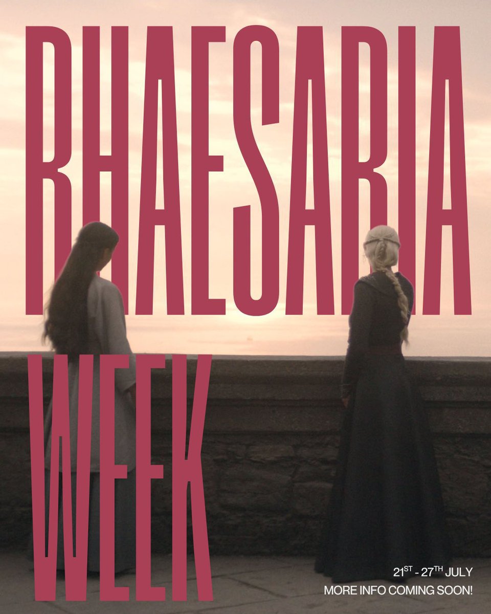 rhaesariathink's tweet image. almost 1 year since rhaenyra and mysaria’s first kiss coming up on the 21st! to commemorate this we’re hosting rhaesaria week to share edits, fics, art and ideas! we even have a prompts with a theme of “firsts” for each day! excited to see what you all come up with 🥳