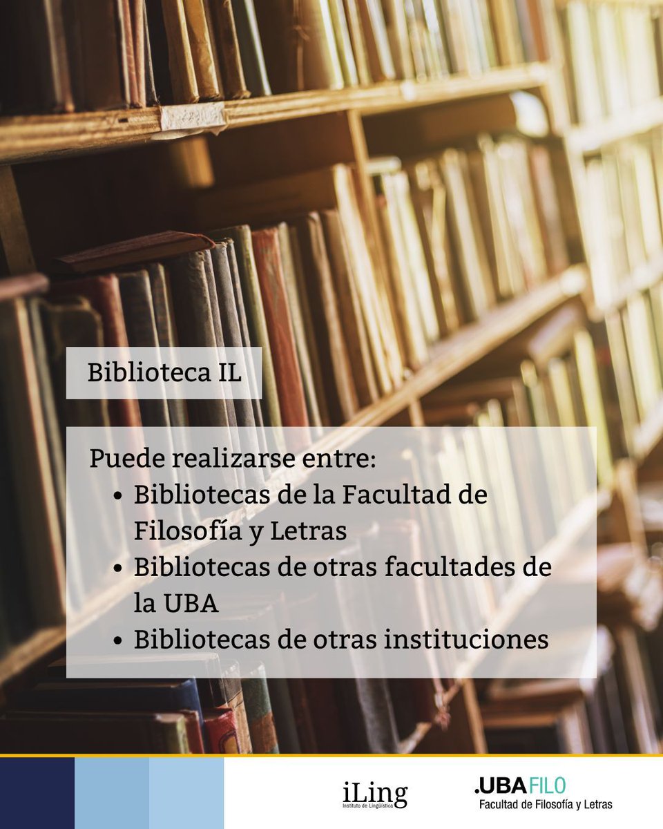 ILinguistica's tweet photo. ¿Necesitás un libro que no se encuentra en nuestra biblioteca?
Podés acceder al servicio de préstamo interbibliotecario, un sistema que permite solicitar material a otras bibliotecas.
📩 Para solicitarlo, escribinos a: biblioteca-il@filo.uba.ar
#BibliotecaIL #UBA #FiloUBA https://t.co/fJAh93DCOT