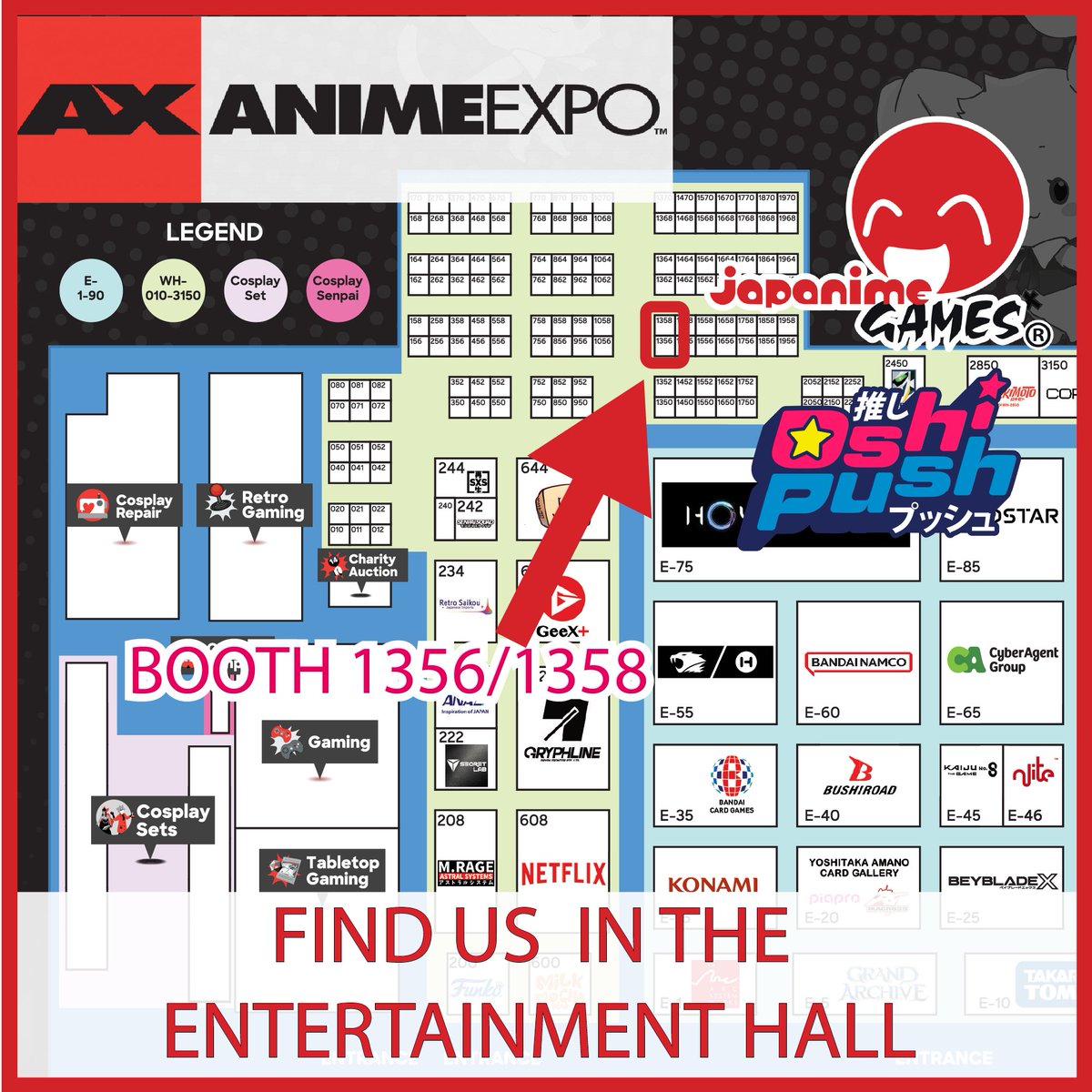 OshiPushGame's tweet image. Make sure to stop by our booth this weekend at Anime Expo for demoes, promos, and more! #Vtuber #AnimeExpo2025 #TCG
