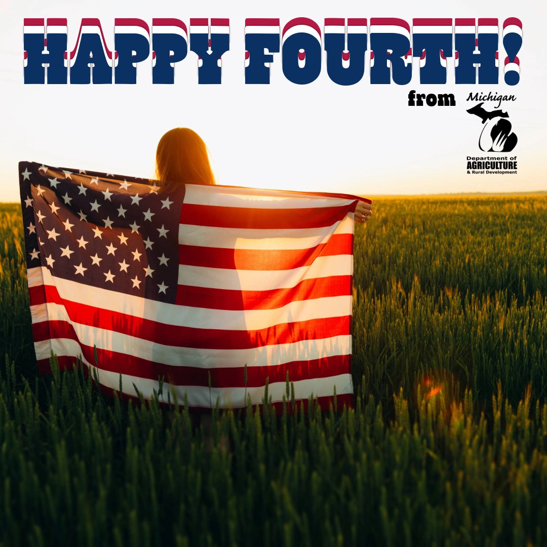 MichDeptofAg's tweet image. Here’s wishing our farmers and ag workers a restful day away from the amber waves of grain. Happy Fourth of July!