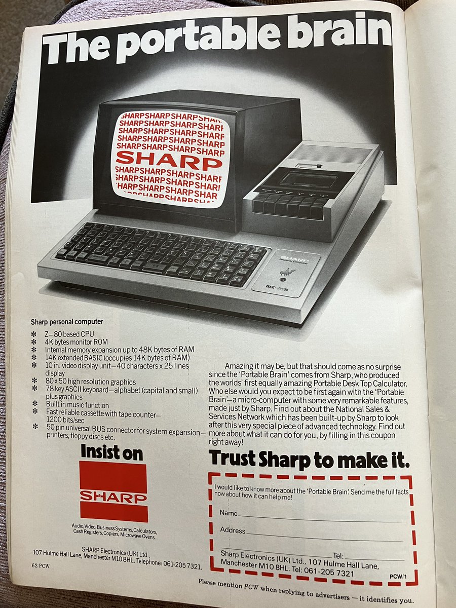 One of the earliest adverts in the UK for the MZ-80K. (November 1979 PCW magazine)