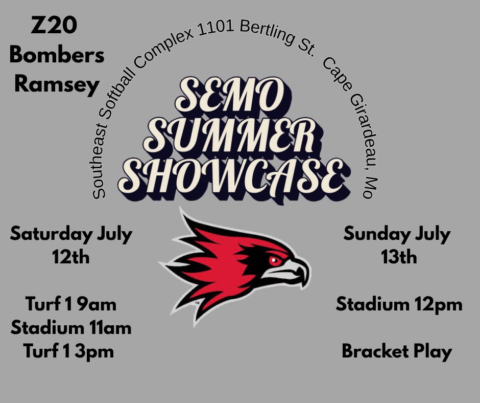 After a few weeks off, we will be ready to get back on the field! Come out and watch some great softball at SEMO July 11-13.