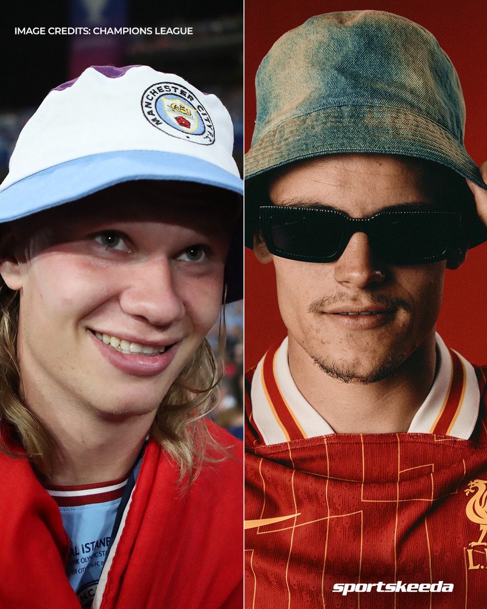 skworldfootball's tweet photo. Who rocked the 🎩 look better? 😅👀

#ErlingHaaland #FlorianWirtz #Football #StyleGame https://t.co/2Ktd04C15h