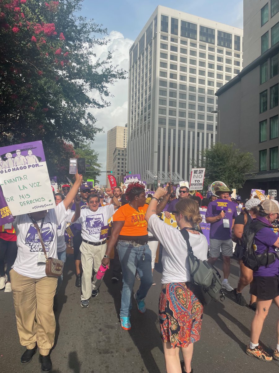 Yesterday, we joined <a href="/SEIU/">SEIU</a> and advocates for the Justice Journey march in New Orleans demanding an end to brutal ICE raids targeting immigrant communities. Step Up stands in solidarity w/ our immigrant workers, because ALL workers deserve to feel safe and free of prosecution. ✊