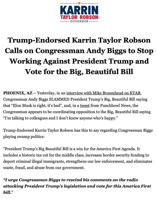Support President <a href="/realDonaldTrump/">Donald J. Trump</a> &amp; vote for the bill <a href="/RepAndyBiggsAZ/">Rep Andy Biggs</a>. 

It’s time to have the President’s back &amp; put America First.

This bill will provide historic tax cuts for the middle class, provide funding to our border enforcement agencies &amp; cut government fraud. 

#MAGA