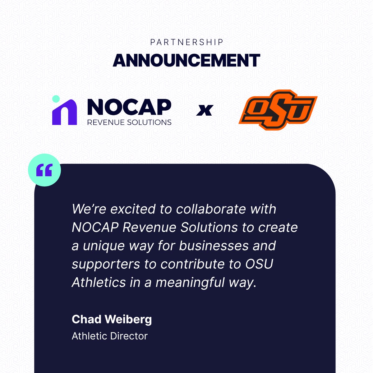 NOCAP Sports (@nocapsports) on Twitter photo Oklahoma State is stepping forward with a smarter NIL model!
We’re proud to team up with <a href="/OSUAthletics/">Oklahoma State Athletics</a> to help make program support more sustainable, structured, and scalable. This is what long-term looks like. Oklahoma State is stepping forward with a smarter NIL model!
We’re proud to team up with <a href="/OSUAthletics/">Oklahoma State Athletics</a> to help make program support more sustainable, structured, and scalable. This is what long-term looks like.