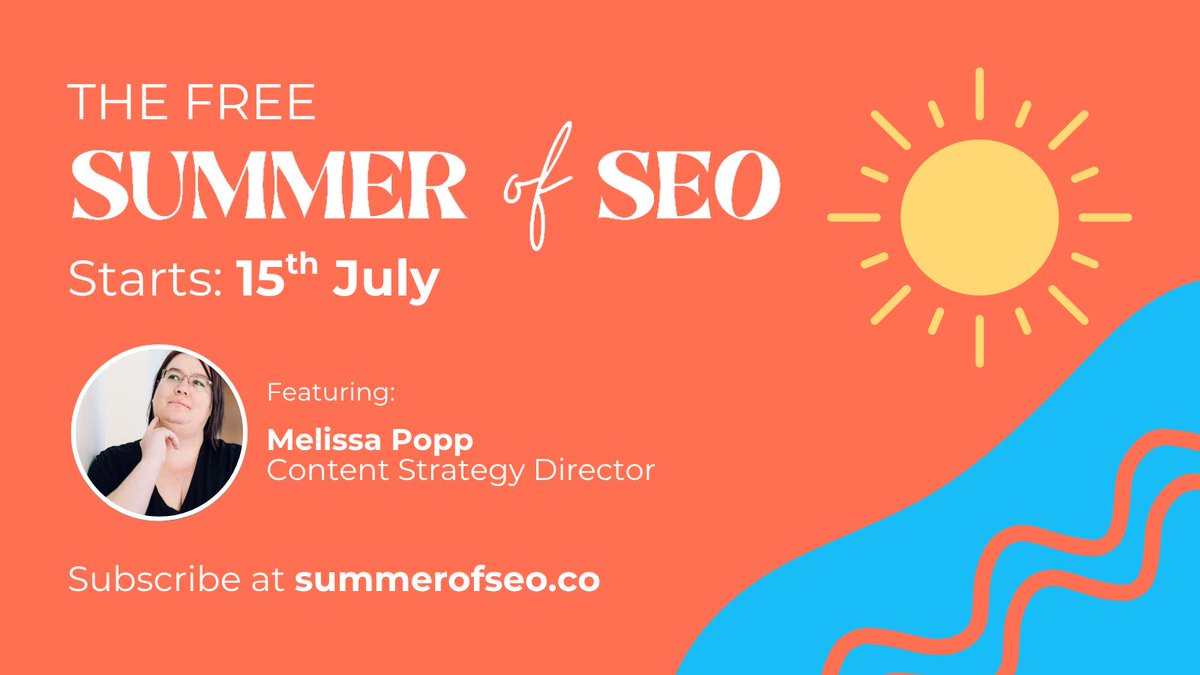 Melissa Popp β (@poppupwriter) on Twitter photo The Summer of SEO is back!
10 days. Dozens of SEO folks (myself included). Real tactics that donβt suck and do move the needle, especially for e-commerce brands.
Huge shoutout to <a href="/freddiechatt/">Freddie Chatt</a> for organizing this.
π Go sign up here: buff.ly/MNSeN0d The Summer of SEO is back!
10 days. Dozens of SEO folks (myself included). Real tactics that donβt suck and do move the needle, especially for e-commerce brands.
Huge shoutout to <a href="/freddiechatt/">Freddie Chatt</a> for organizing this.
π Go sign up here: buff.ly/MNSeN0d