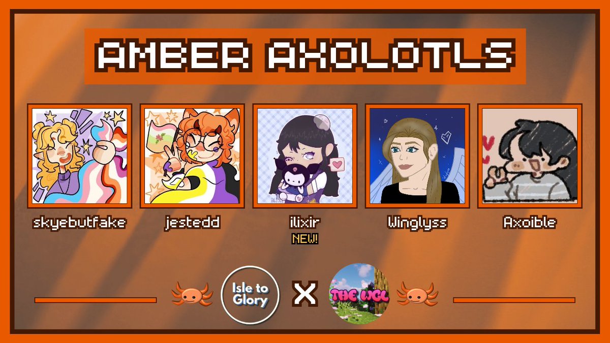 Clovish🍀 (@clovishlive) on Twitter photo 🌷Announcing the Amber Axolotls! 🔥
<a href="/skyebutfake/">☆ skye skyebutfake ☆</a> <a href="/jestedd/">jes 🧡💛</a> <a href="/ilixir_/">Lia</a> <a href="/Winglyss_/">Winglyss | Twitch Affiliate</a> <a href="/o0range38437/">axoible!</a>
Watch them play in WCL x Isle to Glory on July 12th at 8 PM CEST / 2 PM EDT! ⚔️ 🌷Announcing the Amber Axolotls! 🔥
<a href="/skyebutfake/">☆ skye skyebutfake ☆</a> <a href="/jestedd/">jes 🧡💛</a> <a href="/ilixir_/">Lia</a> <a href="/Winglyss_/">Winglyss | Twitch Affiliate</a> <a href="/o0range38437/">axoible!</a>
Watch them play in WCL x Isle to Glory on July 12th at 8 PM CEST / 2 PM EDT! ⚔️