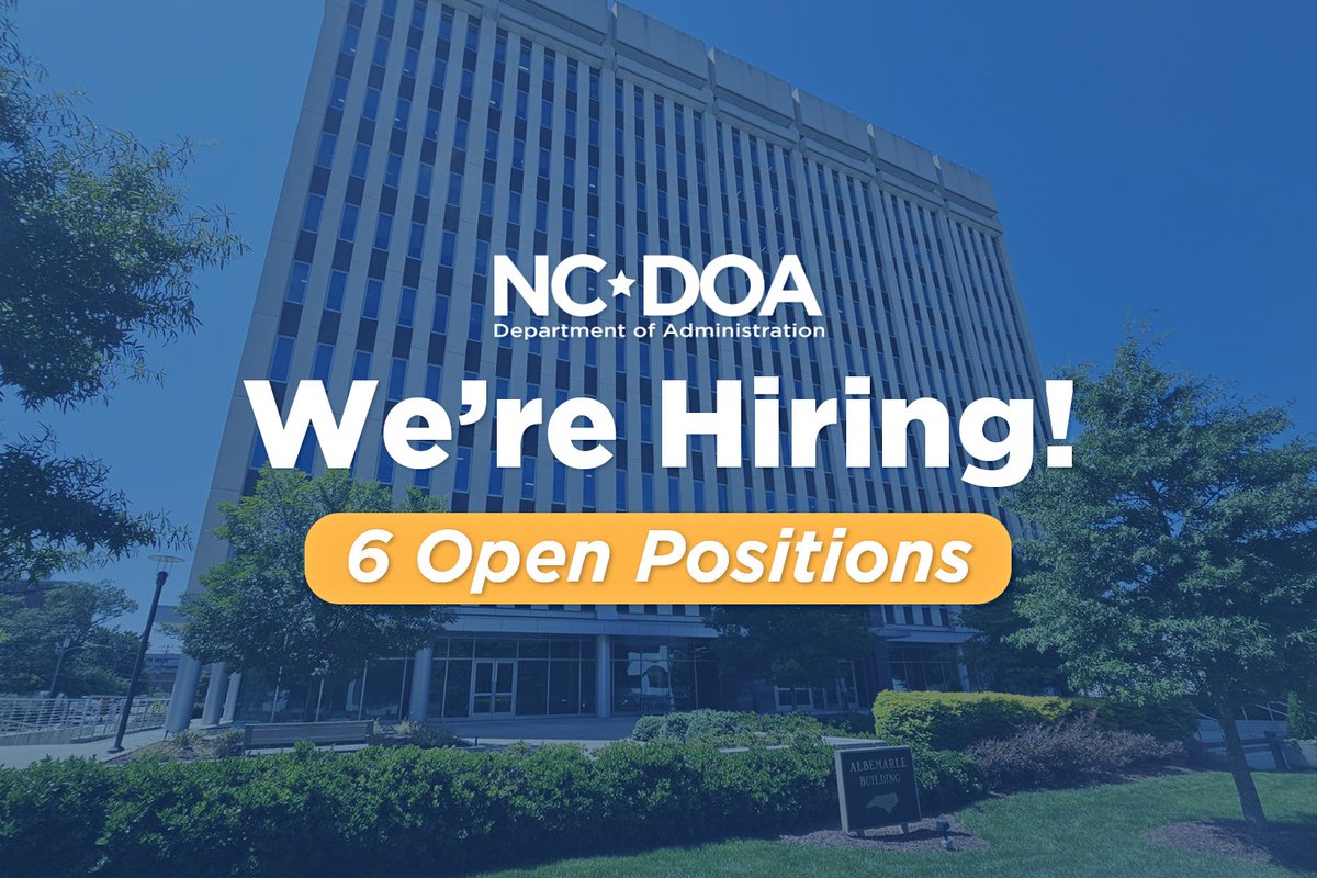 NCDOA's tweet photo. It's #WorkItWednesday! Check out DOA's open positions at the link in bio.
#Work4NC https://t.co/e84Z4bQ8km