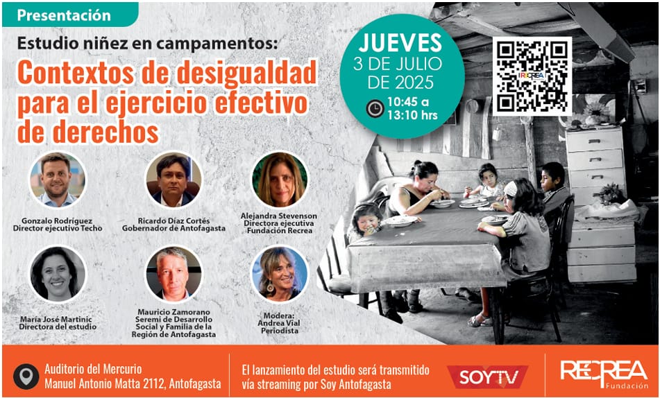 MDSF Antofagasta (@dsocial_ii) on Twitter photo ¿Quiere conocer las conclusiones del estudio de niñez en campamentos? Asista y participe en el encuentro que tendrá lugar este jueves en el auditorio de El Mercurio de #Antofagasta, con un panel de autoridades y expertos en el tema.
<a href="/MinDesarrollo/">Ministerio de Desarrollo Social y Familia</a>
@subseninez
<a href="/DPRAntofagasta/">Delegación Presidencial Regional de Antofagasta</a> ¿Quiere conocer las conclusiones del estudio de niñez en campamentos? Asista y participe en el encuentro que tendrá lugar este jueves en el auditorio de El Mercurio de #Antofagasta, con un panel de autoridades y expertos en el tema.
<a href="/MinDesarrollo/">Ministerio de Desarrollo Social y Familia</a>
@subseninez
<a href="/DPRAntofagasta/">Delegación Presidencial Regional de Antofagasta</a>