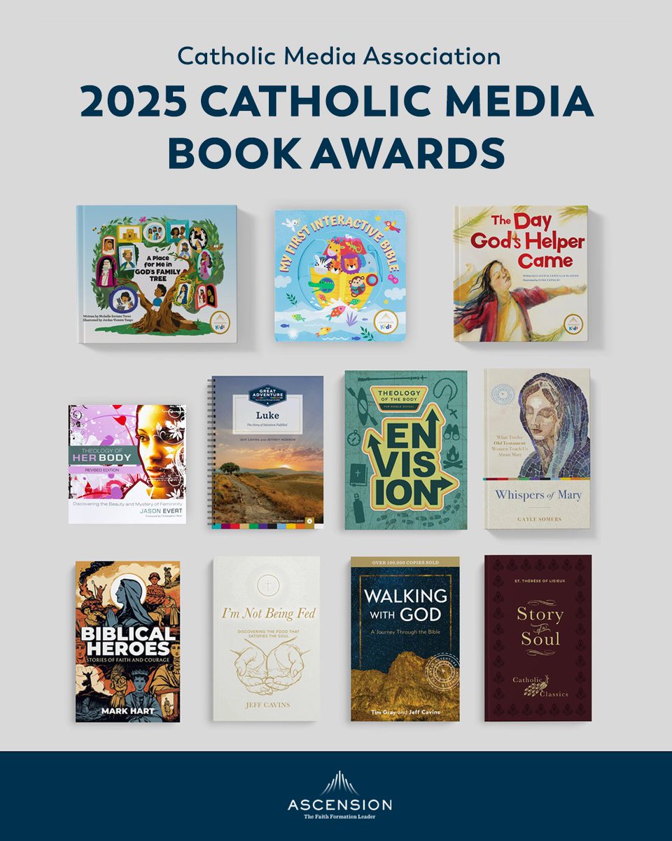 AscensionPress's tweet photo. 🏆🎉 We’re honored to share that we brought home 10 book awards in this year's Book Awards competition hosted by @CM_Association!

Thank you, CMA! And congrats to all the incredible creators who have partnered with us to share the truth and beauty of the Catholic faith! 💛 https://t.co/kCu426NxGa
