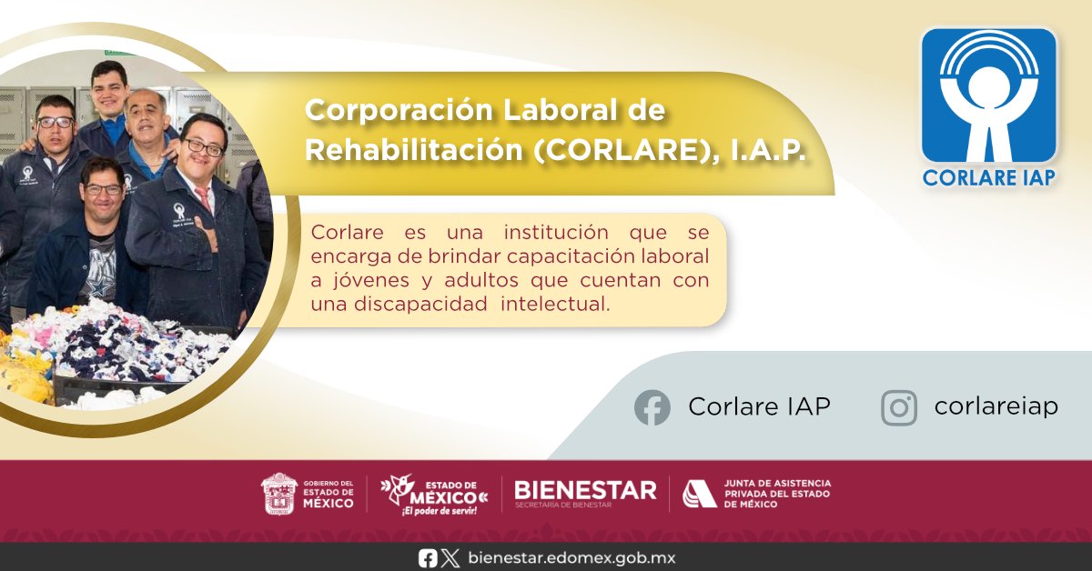 JAP_EdoMex's tweet image. Corporación Laboral de Rehabilitación, I.A.P. impulsala transformaciónde vidasa travésdel trabajo, guiandoa las personascon discapacidad intelectual en su procesode rehabilitacióny superaciónde desafíos. #RehabilitaciónLaboral #Oportunidades #TransformaciónLaboral #TrabajoDigno