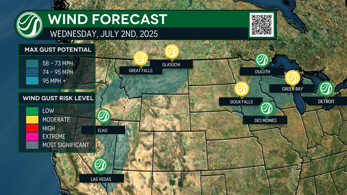 Widespread WIND RISK today, isolated HAIL RISK. 

Area 1: Northern Iowa, Wisconsin, and Minnesota 
- A few isolated storms will go severe this afternoon producing up to golf ball size hail. Storm timing will depend on the speed of the cold front as it progresses through the