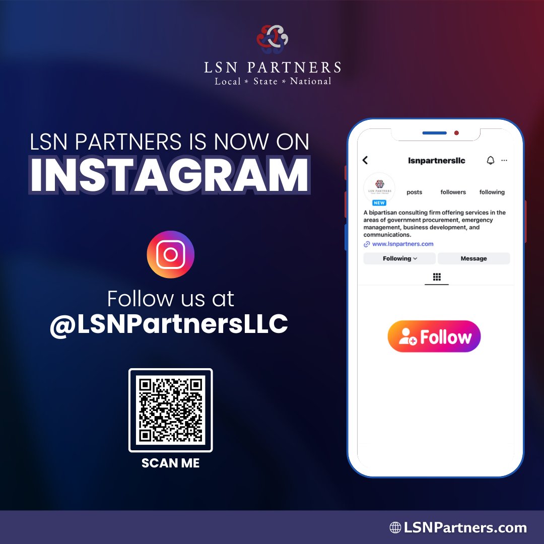 LSNPartnersLLC's tweet image. LSN Partners, LLC is now on Instagram!
Follow @LSNPartnersLLC on Instagram, and if you haven’t already, be sure to follow us on Facebook and LinkedIn too. Stay up-to-date with the latest news and behind-the-scenes happenings at our firm.
#LSNPartners #GovernmentAffairs