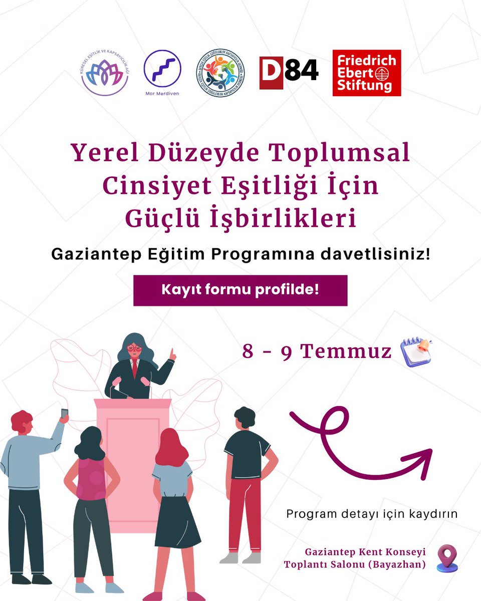 Gercekdernek's tweet photo. 📅 8-9 Temmuz 2025 | İki Günlük Güçlü Bir Buluşma! 
👥 8 Temmuz 
Muhtarlar, azalar,meclis temsilcileri ve siyasete ilgi duyan kadınlarla buluşuyoruz.
🌍 9 Temmuz 
İkinci gün, yerel paydaşlarla panel ve atölyelerde buluşuyoruz. https://t.co/Mm2DOuH2bC